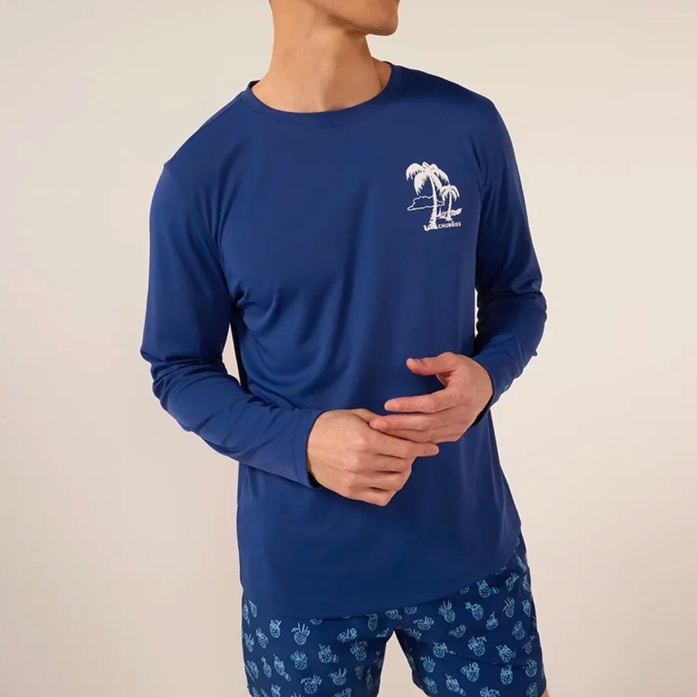 NEW CHUBBIES MENS SUN CREW RASH GUARD LONG SLEEVE SHIRT